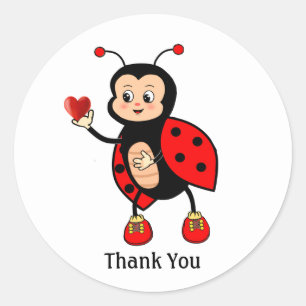 Niedliche Ladybug - Herzlichen Dank Runder Aufkleber