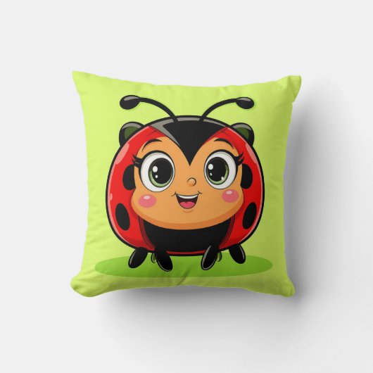 Niedliche Ladybug-Illustration Kissen (Vorderseite)