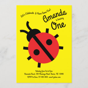 Niedliche Ladybug Kinder 1. Geburtstagsfeier Party Einladung