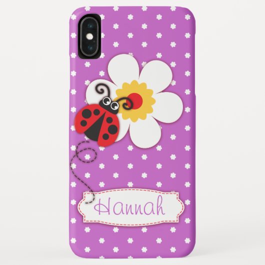 Niedliche Ladybug-Ladybird-Mädchen nennen lila Case-Mate iPhone Hülle (Rückseite)
