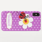 Niedliche Ladybug-Ladybird-Mädchen nennen lila Case-Mate iPhone Hülle (Rückseite (Horizontal))