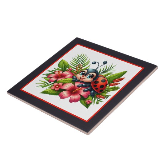 Niedliche Ladybug Liebhaber von Insekten Fliese (Seite)