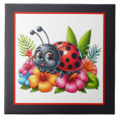 Niedliche Ladybug Liebhaber von Insekten Fliese (Vorderseite)