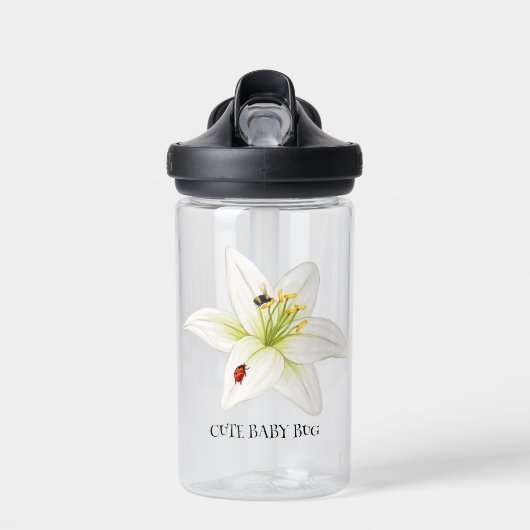 Niedliche Ladybug Lilie Blume Schüler Mädchen Trinkflasche (Vorne)