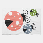 Niedliche Ladybug Mama & Ladybug Babys Pink Green  Geschirrtuch (Horizontal)