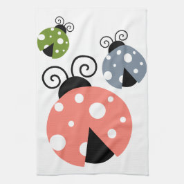 Niedliche Ladybug Mama & Ladybug Babys Pink Green  Geschirrtuch