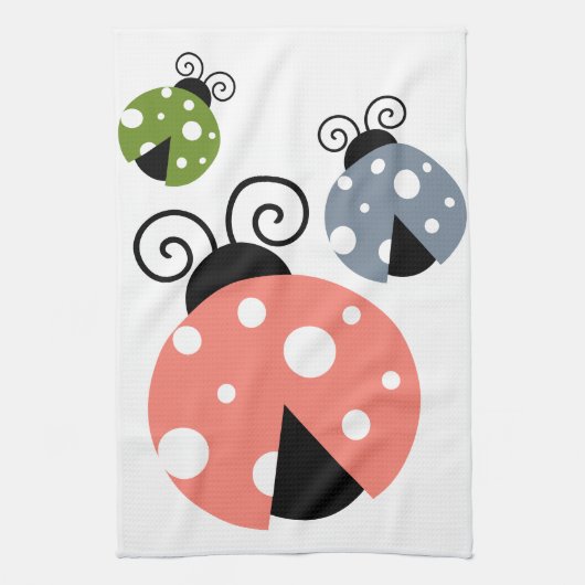Niedliche Ladybug Mama & Ladybug Babys Pink Green  Geschirrtuch (Vertikal)