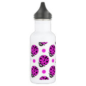 Niedliche Ladybug, Neon Lila & White Polka Dots Trinkflasche (Links)