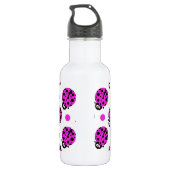 Niedliche Ladybug, Neon Lila & White Polka Dots Trinkflasche (Rückseite)