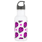 Niedliche Ladybug, Neon Lila & White Polka Dots Trinkflasche (Vorderseite)