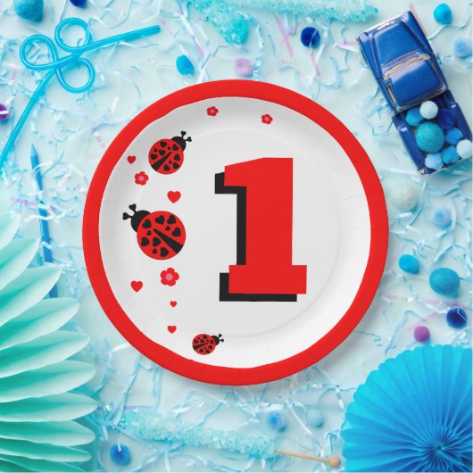 Niedliche Ladybug Pappteller (Party)