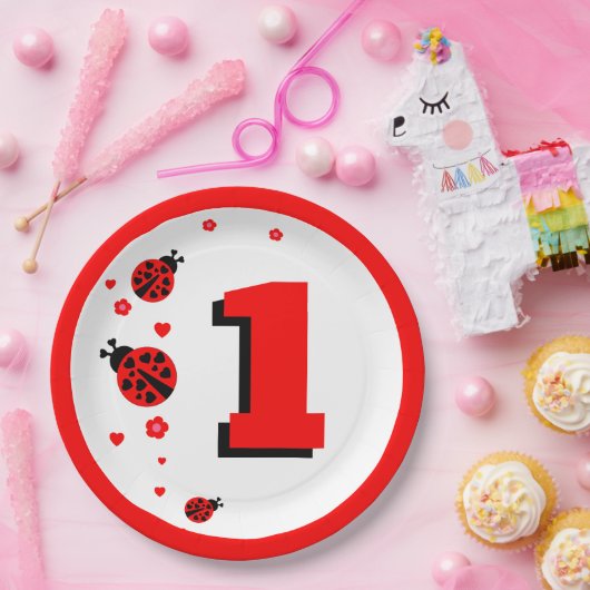 Niedliche Ladybug Pappteller (Party)