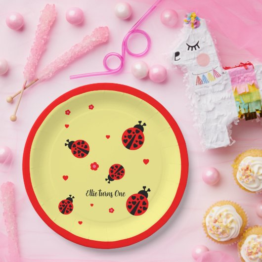 Niedliche Ladybug Pappteller (Party)