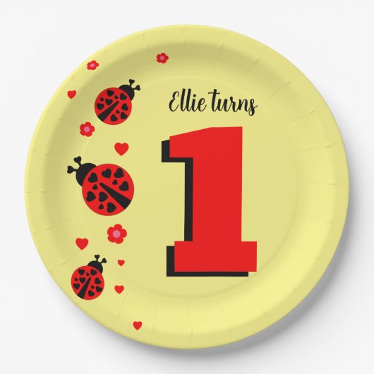 Niedliche Ladybug Pappteller (Vorderseite)