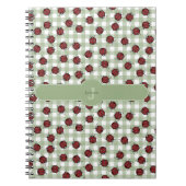 Niedliche Ladybug Pattern Green Gingham Monogram N Notizblock (Vorderseite)