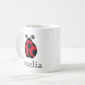 Niedliche Ladybug Personalisiert Kaffeetasse (Vorderseite Links)