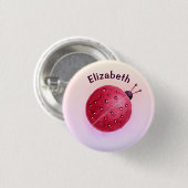Niedliche Ladybug Pink Girl Name Button (Vorne & Hinten)