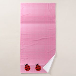 Niedliche Ladybug Pink und White Picnic Karos Ging Badehandtuch