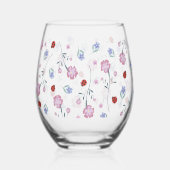 Niedliche Ladybug Polka dot Daisy Blume Muster Weinglas Ohne Stiel (Vorderseite)