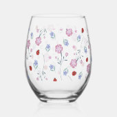 Niedliche Ladybug Polka dot Daisy Blume Muster Weinglas Ohne Stiel (Links)