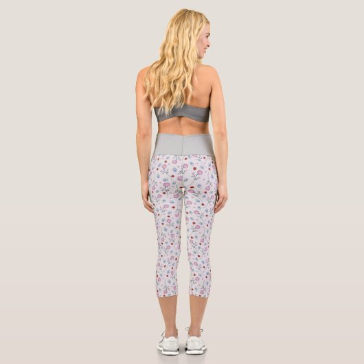 Niedliche Ladybug Polka dot Daisy Blume Rustikales Capri Leggings (Rückseite)