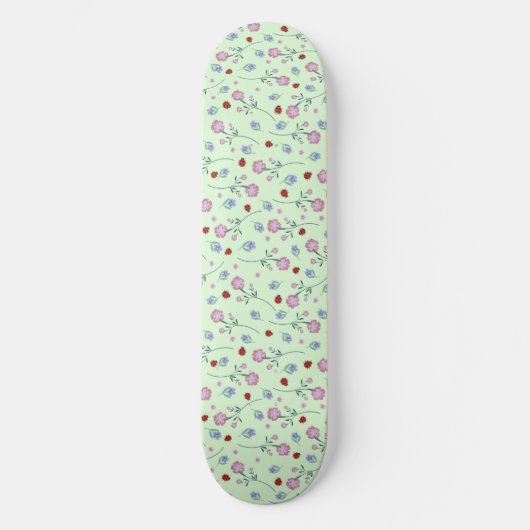 Niedliche Ladybug Polka dot Daisy Blume Rustikales Skateboard (Vorderseite)
