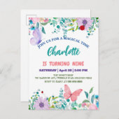 Niedliche Ladybug Polka dot floral Blume Geburtsna Einladungspostkarte (Vorne/Hinten)