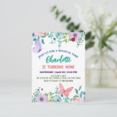 Niedliche Ladybug Polka dot floral Blume Geburtsna Postkarte (Stehend Vorderseite)