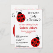 Niedliche Ladybug Polka Dot Lsmall Girl Geburtstag Einladung (Vorne/Hinten)