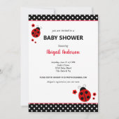 Niedliche Ladybug Polka Dots Babydusche Einladung (Vorderseite)