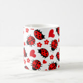 Niedliche Ladybug Polka Dots Black Red Seamless Mu Kaffeetasse (Mittel)