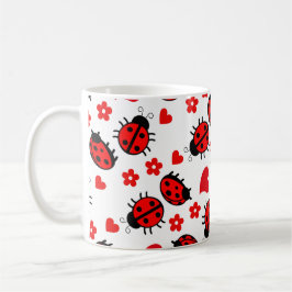 Niedliche Ladybug Polka Dots Black Red Seamless Mu Kaffeetasse