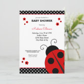 Niedliche Ladybug Polka Dots Kinderdusche Einladun Einladung (Stehend Vorderseite)