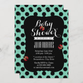 Niedliche Ladybug Polka Dots Mint Green Baby Dusch Einladung (Vorne/Hinten)
