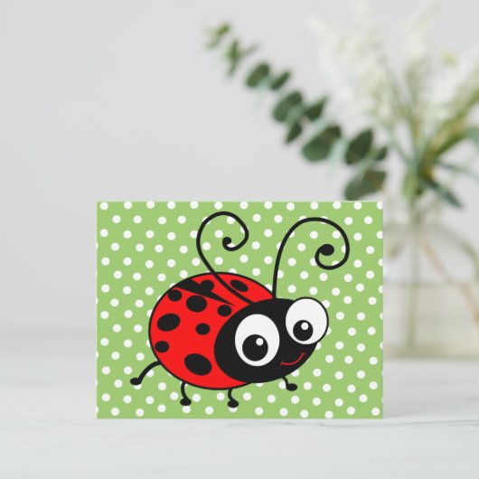 Niedliche Ladybug Postkarte (Stehend Vorderseite)
