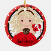 Niedliche Ladybug Princess Personalisiert Keramik Ornament (Hinten)