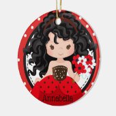Niedliche Ladybug Princess Personalisierte Keramik Keramik Ornament (Links)