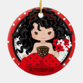 Niedliche Ladybug Princess Personalisierte Keramik Keramik Ornament (Hinten)