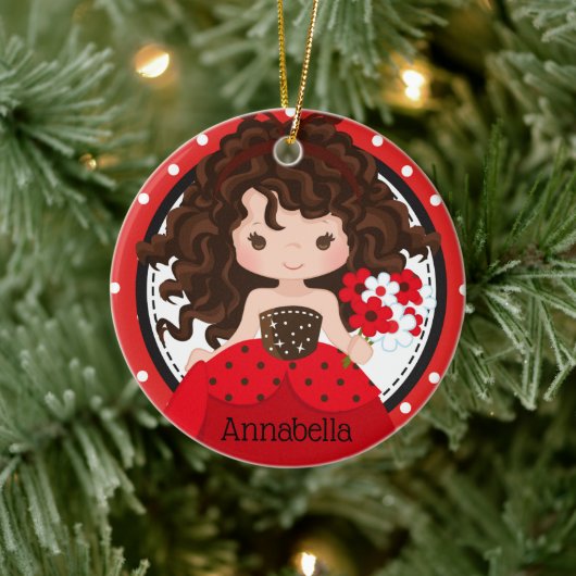 Niedliche Ladybug Princess Personalisierte Keramik Keramik Ornament (Baum)