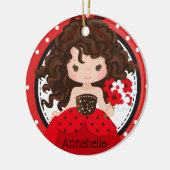 Niedliche Ladybug Princess Personalisierte Keramik Keramik Ornament (Links)