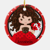 Niedliche Ladybug Princess Personalisierte Keramik Keramik Ornament (Hinten)