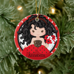 Niedliche Ladybug Princess Personalisierte Keramik Ornament