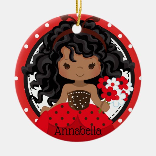 Niedliche Ladybug Princess Personalisierte Keramik Ornament (Vorne)