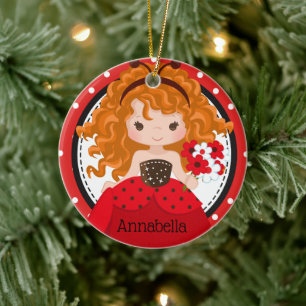 Niedliche Ladybug Princess Personalisierte Keramik Ornament
