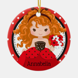 Niedliche Ladybug Princess Personalisierte Keramik Ornament