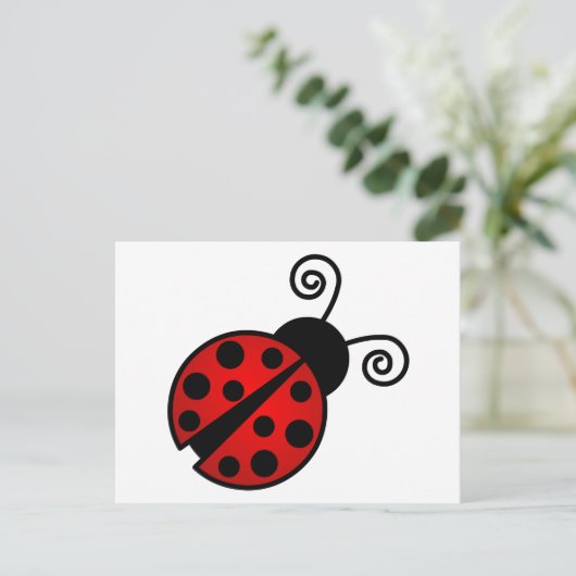 Niedliche Ladybug - Rot und Schwarz Postkarte (Stehend Vorderseite)