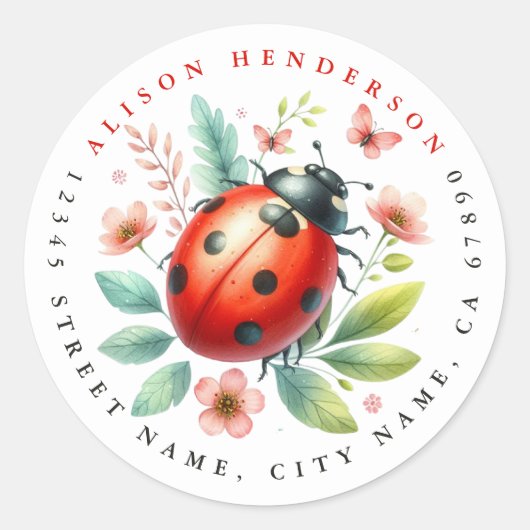 Niedliche Ladybug Round Stickers (Vorderseite)