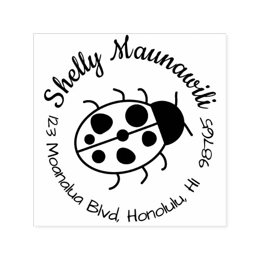 Niedliche Ladybug Rücksendeadresse Briefmarke Permastempel (Design)