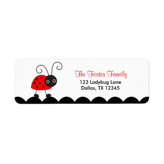 Niedliche Ladybug-Rücksendeadressen-Aufkleber (Vorne)