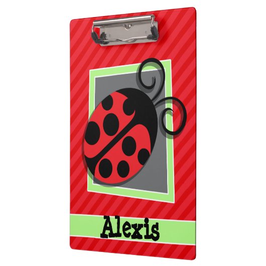Niedliche Ladybug; Scarlet Rote Streifen Klemmbrett (Links)